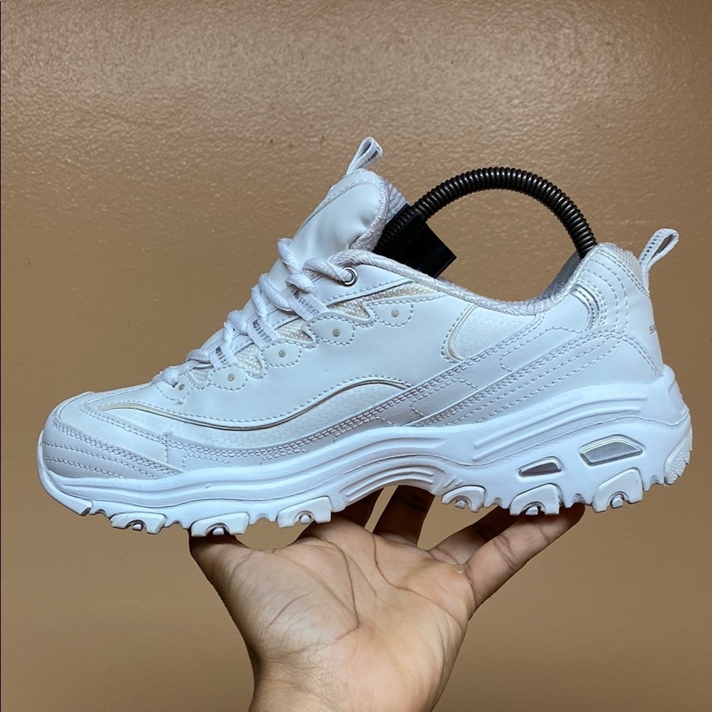 Skechers D’Lites White Cream Silver Sneakers - Picture 5 of 16
